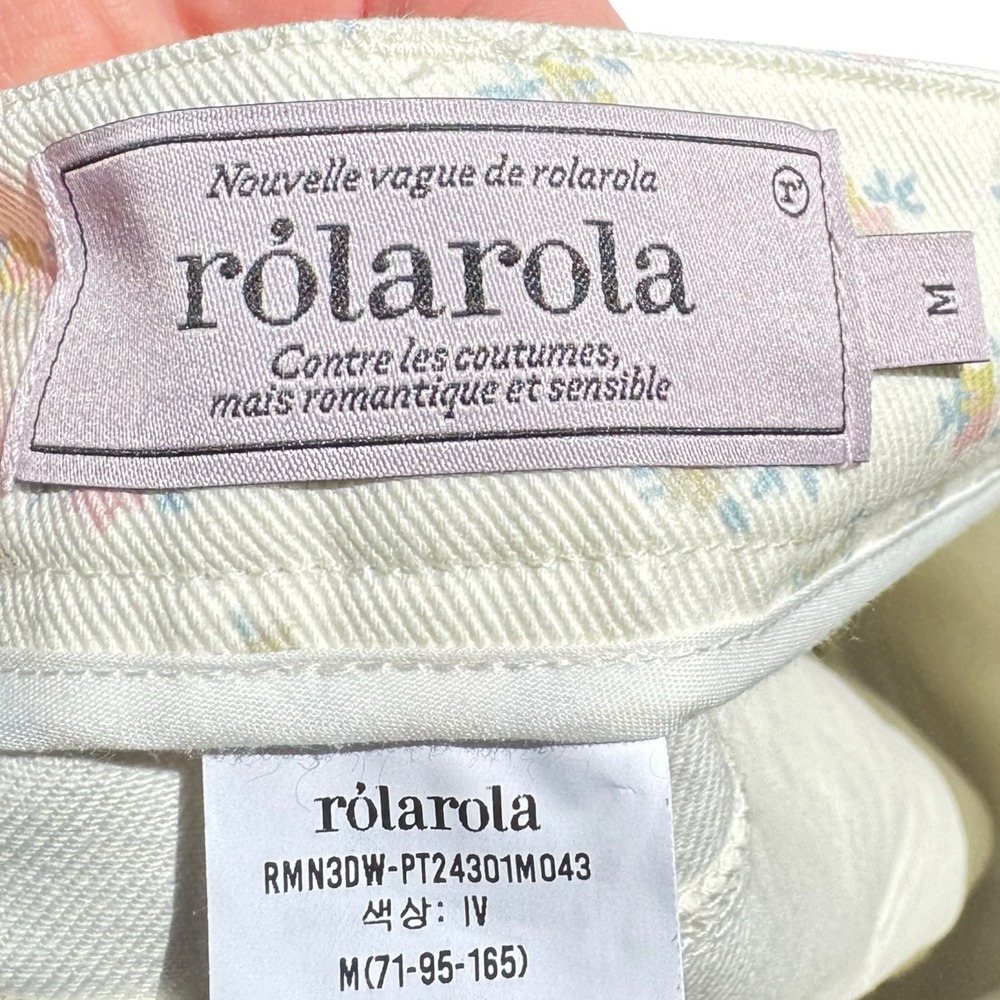 ROLAROLA Flower Half Pants Ivory Floral Shorts Women's Size M Korean Fashio - Picture 5 of 13